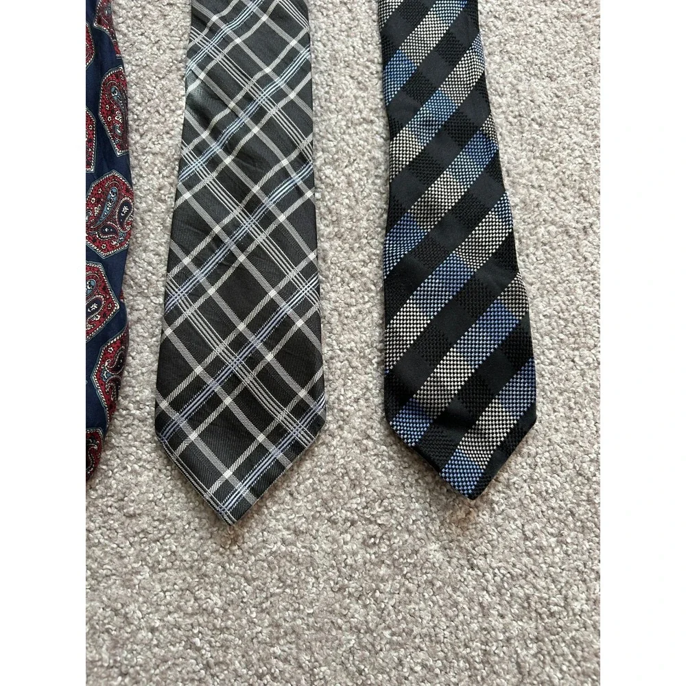 Corporate Silk Necktie 4 Lot Mens OS Multicolored Excellent Paisley Plaid Stripe